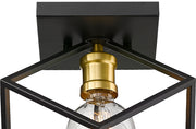 Vertical 1 Light 10" Flush Mount in Bronze + Olde Brass