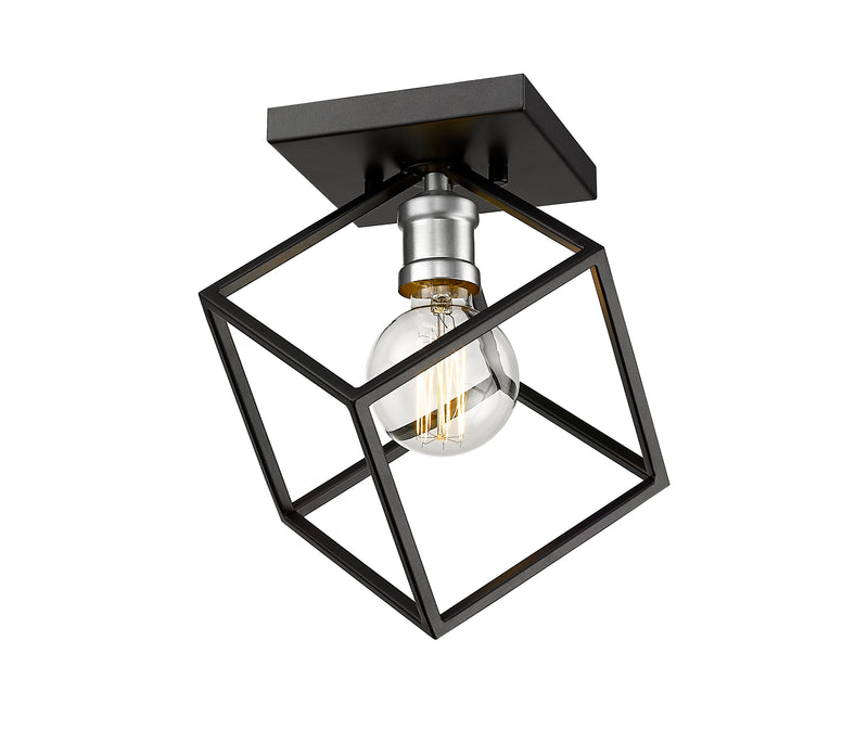 Vertical 1 Light 10" Flush Mount in Matte Black + Brushed Nickel