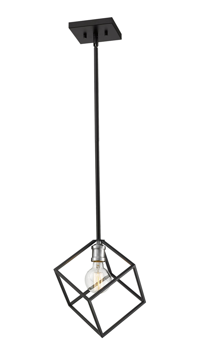 Vertical 1 Light 11.25" Pendant in Matte Black + Brushed Nickel