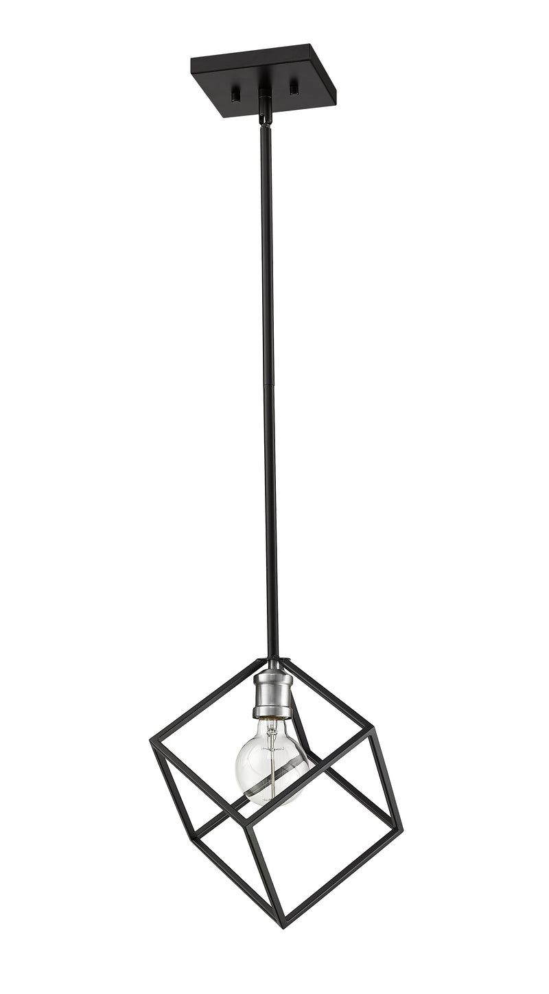 Vertical 1 Light 11.25" Pendant in Matte Black + Brushed Nickel