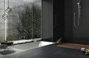 Vertical 1 Light 11.25" Pendant in Matte Black + Brushed Nickel in a room setting
