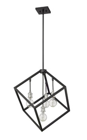Vertical 4 Light 24" Pendant in Matte Black + Brushed Nickel