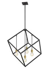 Vertical 4 Light 34" Pendant in Bronze + Olde Brass