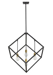 Vertical 4 Light 34" Pendant in Bronze + Olde Brass