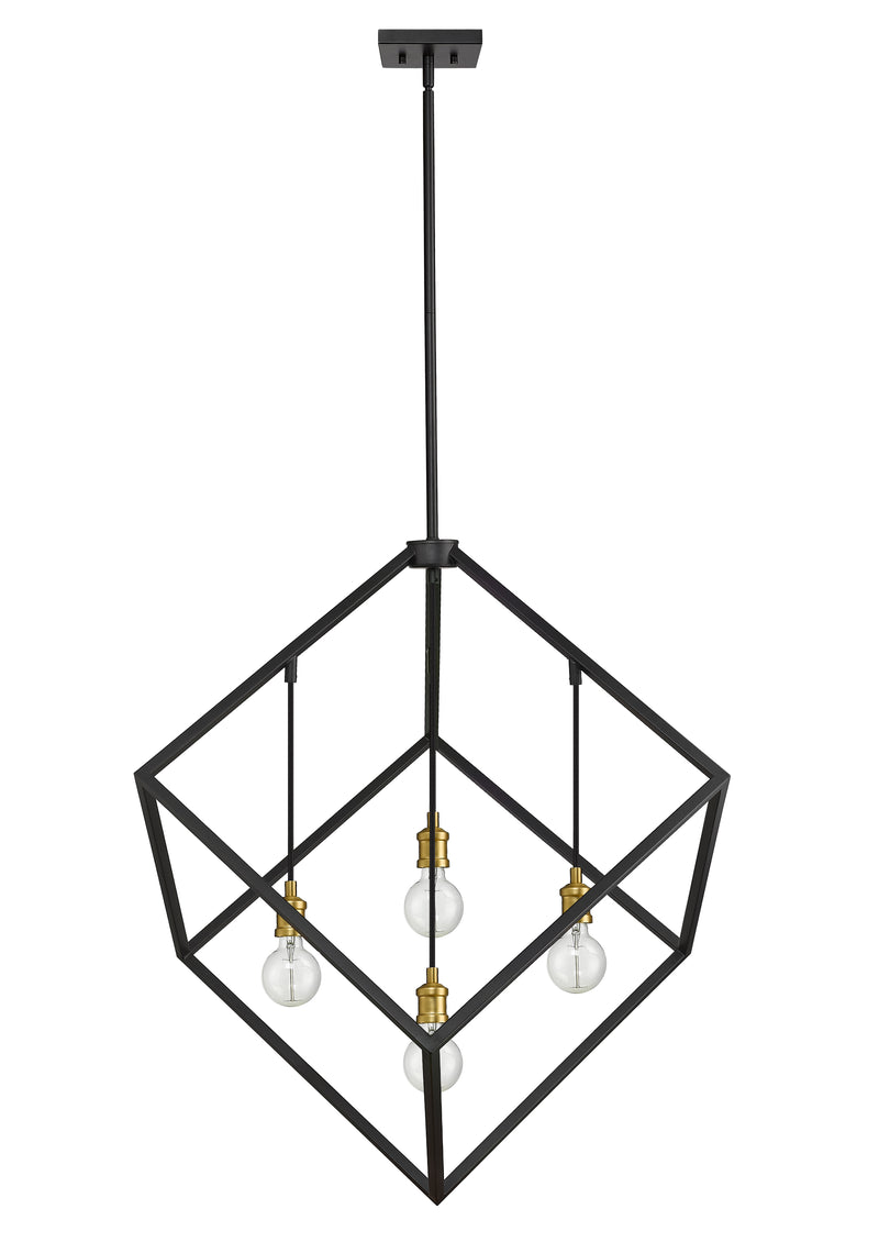 Vertical 4 Light 34" Pendant in Bronze + Olde Brass
