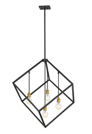 Vertical 4 Light 34" Pendant in Bronze + Olde Brass