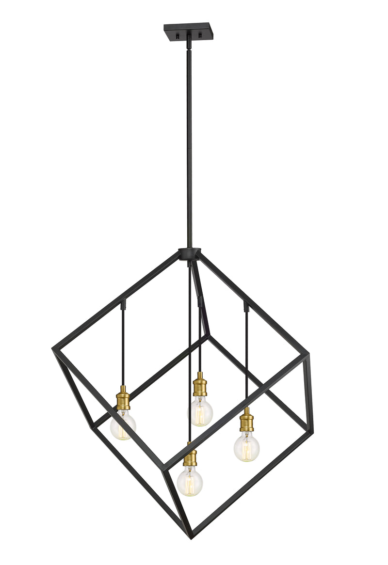Vertical 4 Light 34" Pendant in Bronze + Olde Brass