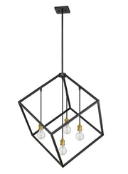 Vertical 4 Light 34" Pendant in Bronze + Olde Brass