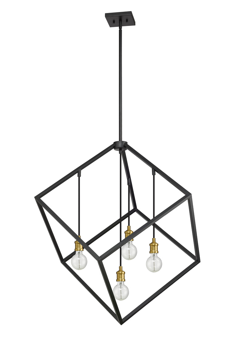 Vertical 4 Light 34" Pendant in Bronze + Olde Brass
