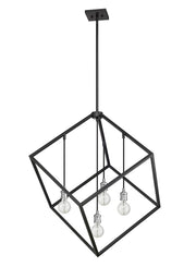 Vertical 4 Light 34" Pendant in Matte Black + Brushed Nickel