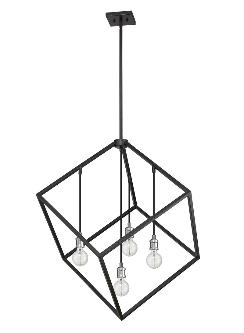 Vertical 4 Light 34" Pendant in Matte Black + Brushed Nickel