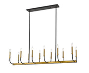 Haylie 12 Light 56" Linear Pendant in Matte Black + Olde Brass