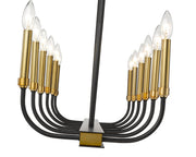 Haylie 12 Light 56" Linear Pendant in Matte Black + Olde Brass