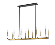 Haylie 12 Light 56" Linear Pendant in Matte Black + Olde Brass
