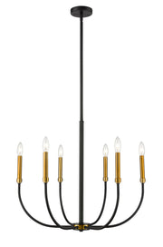 Haylie 6 Light 26" Chandelier in Matte Black + Olde Brass