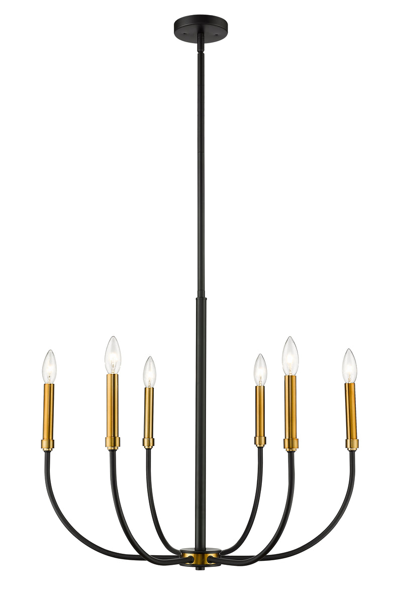Haylie 6 Light 26" Chandelier in Matte Black + Olde Brass
