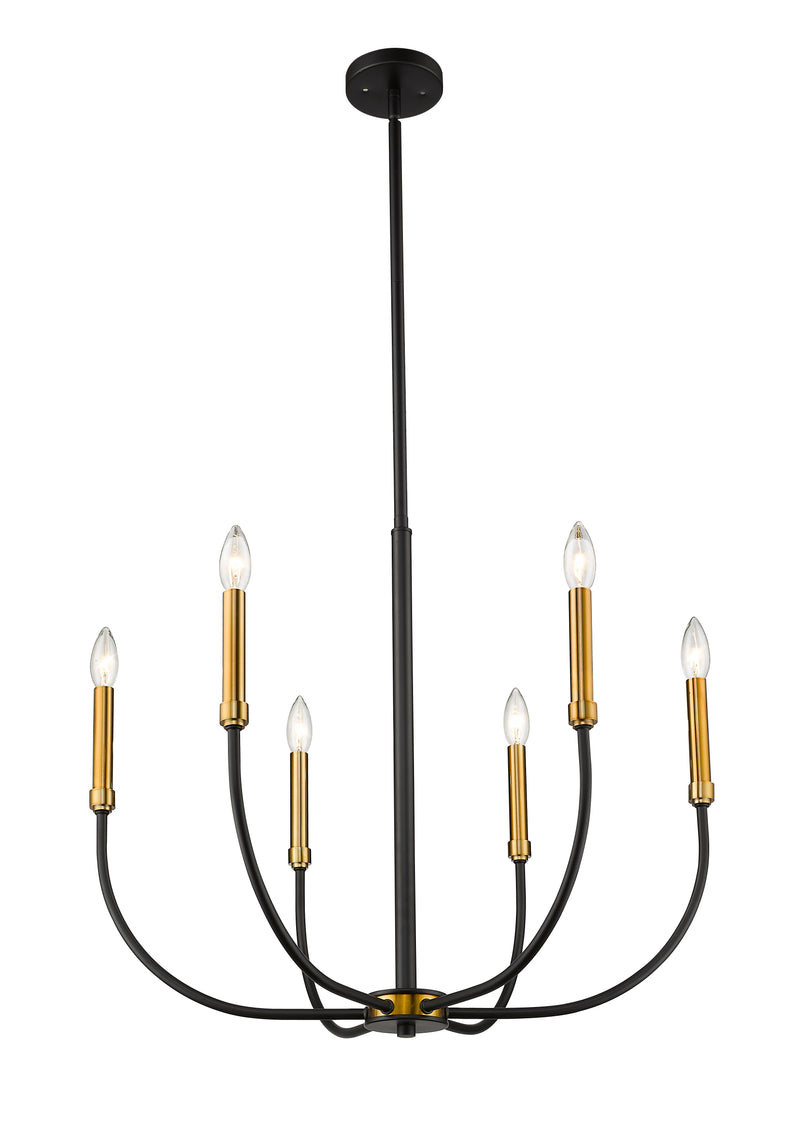 Haylie 6 Light 26" Chandelier in Matte Black + Olde Brass
