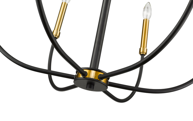 Haylie 6 Light 26" Chandelier in Matte Black + Olde Brass
