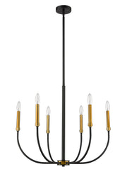 Haylie 6 Light 26" Chandelier in Matte Black + Olde Brass