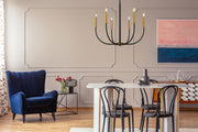 Haylie 6 Light 26" Chandelier in Matte Black + Olde Brass