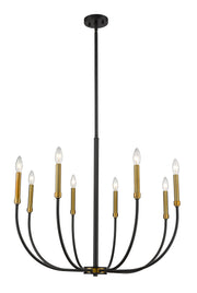 Haylie 8 Light 32.5" Chandelier in Matte Black + Olde Brass