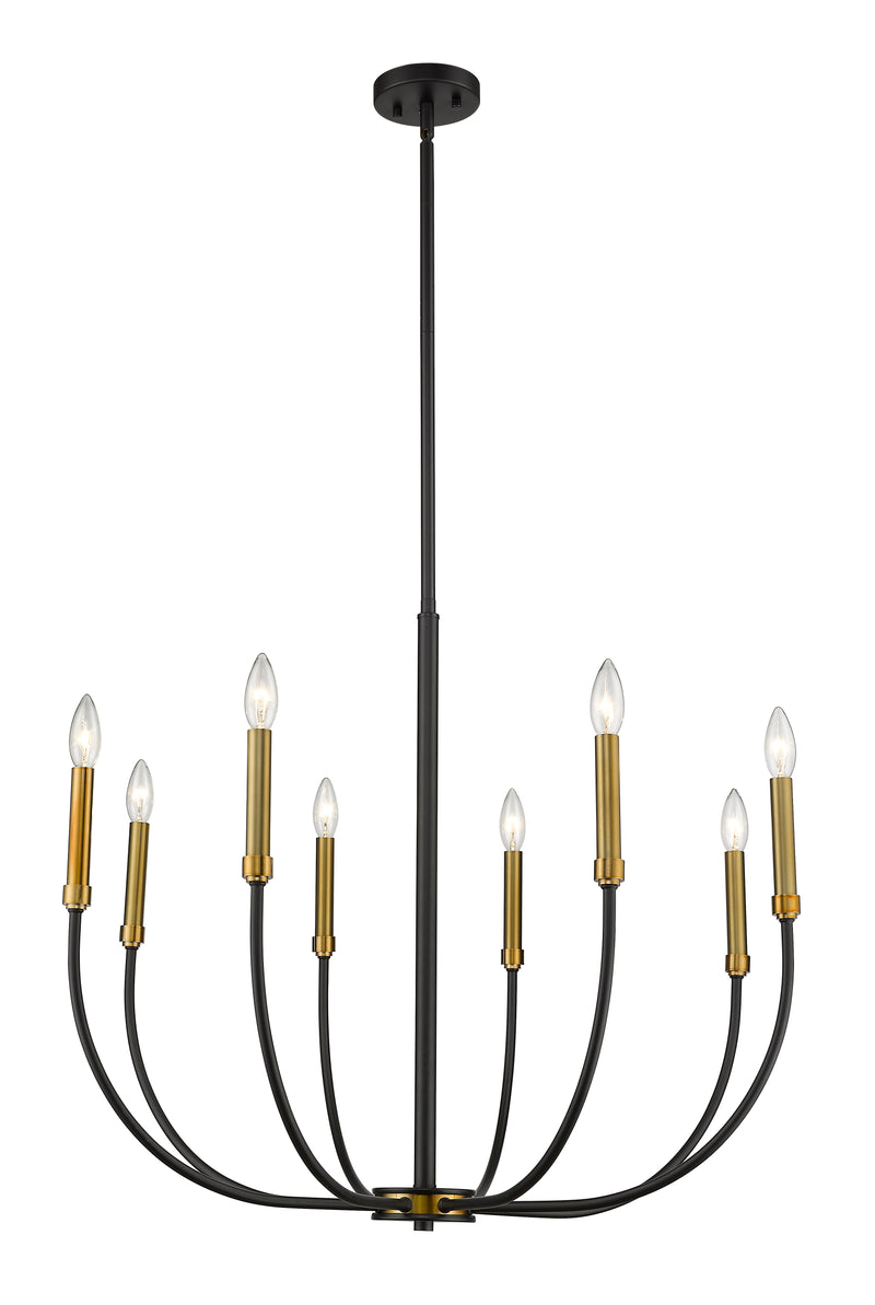 Haylie 8 Light 32.5" Chandelier in Matte Black + Olde Brass