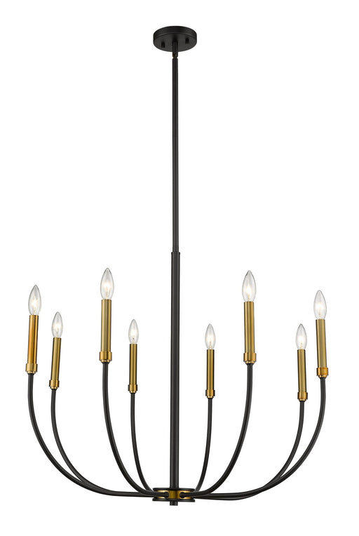 Haylie 8 Light 32.5" Chandelier in Matte Black + Olde Brass
