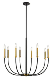 Haylie 8 Light 32.5" Chandelier in Matte Black + Olde Brass