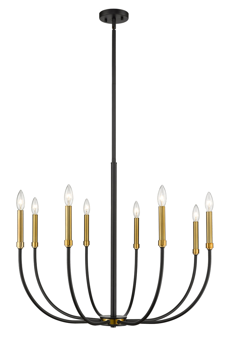 Haylie 8 Light 32.5" Chandelier in Matte Black + Olde Brass