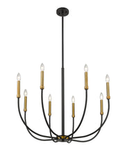Haylie 8 Light 32.5" Chandelier in Matte Black + Olde Brass