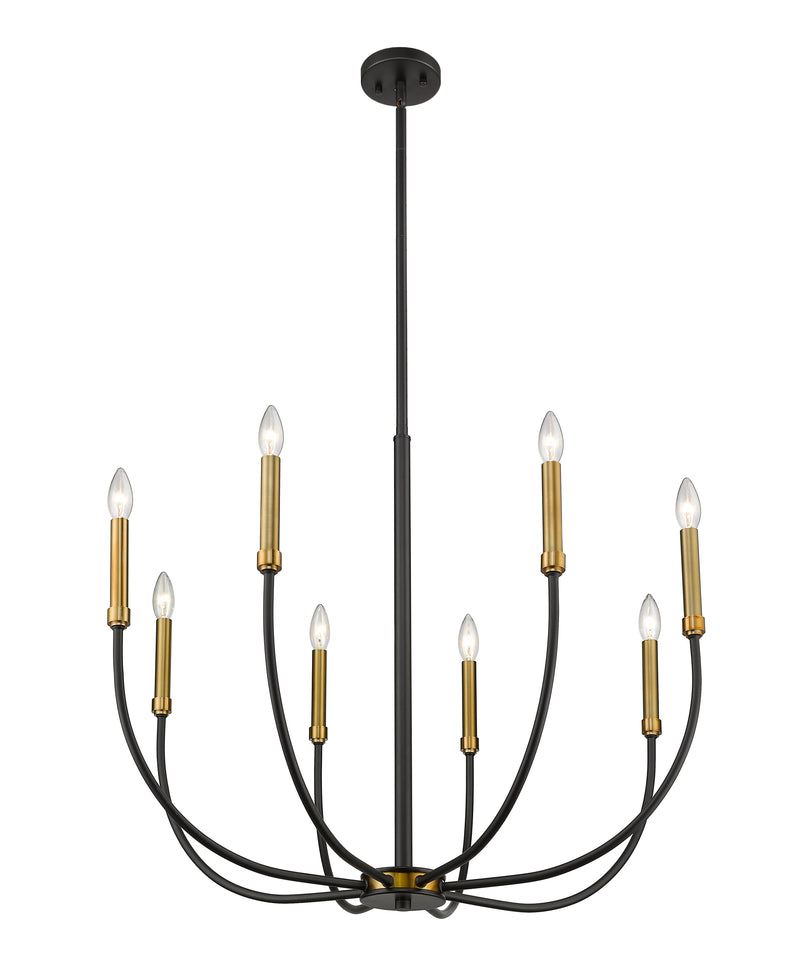Haylie 8 Light 32.5" Chandelier in Matte Black + Olde Brass