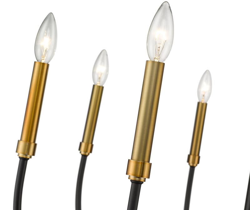 Haylie 8 Light 32.5" Chandelier in Matte Black + Olde Brass