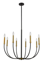 Haylie 8 Light 32.5" Chandelier in Matte Black + Olde Brass