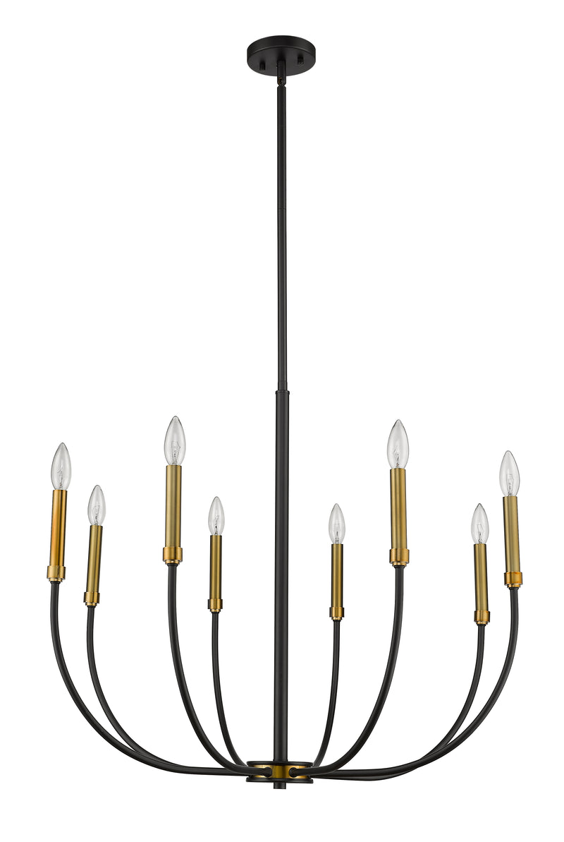 Haylie 8 Light 32.5" Chandelier in Matte Black + Olde Brass
