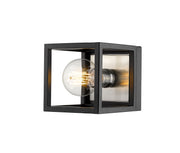 Kube 1 Light 5.75" Wall Sconce in Matte Black + Brushed Nickel