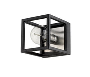 Kube 1 Light 5.75" Wall Sconce in Matte Black + Brushed Nickel
