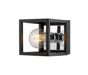 Kube 1 Light 5.75" Wall Sconce in Matte Black + Chrome