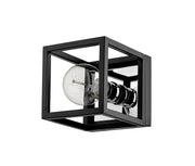 Kube 1 Light 5.75" Wall Sconce in Matte Black + Chrome