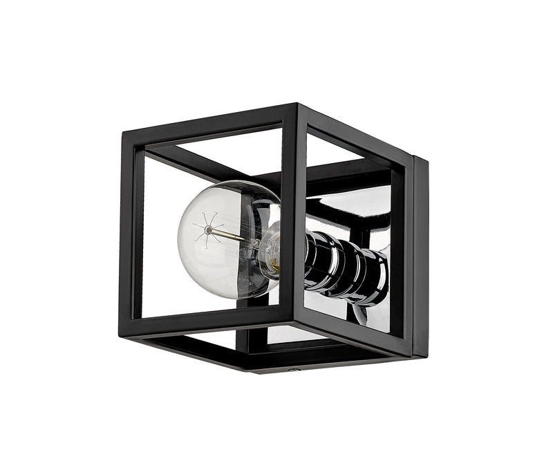 Kube 1 Light 5.75" Wall Sconce in Matte Black + Chrome