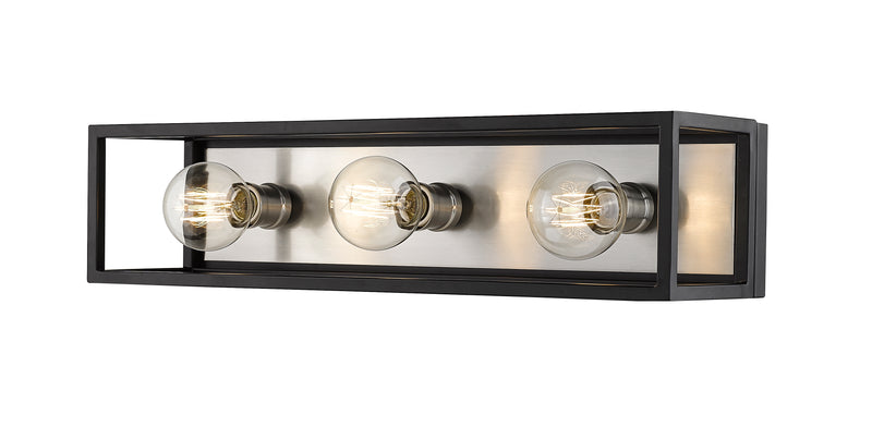 Kube 3 Light 23.5" Vanity in Matte Black + Brushed Nickel