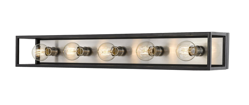 Kube 5 Light 39.5" Vanity in Matte Black + Brushed Nickel