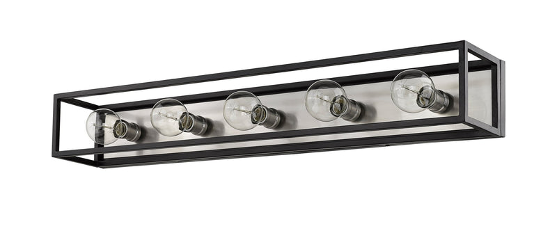 Kube 5 Light 39.5" Vanity in Matte Black + Brushed Nickel