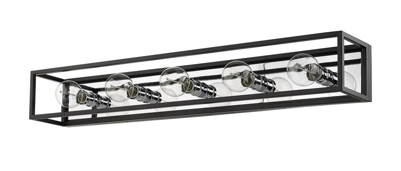 Kube 5 Light 39.5" Vanity in Matte Black + Chrome