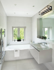 Kube 5 Light 39.5" Vanity in Matte Black + Chrome in a room setting