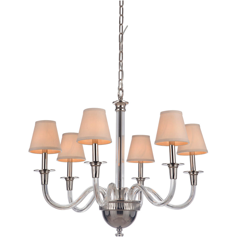 Deran 6 Light 29.75" Chandelier in Polished Nickel