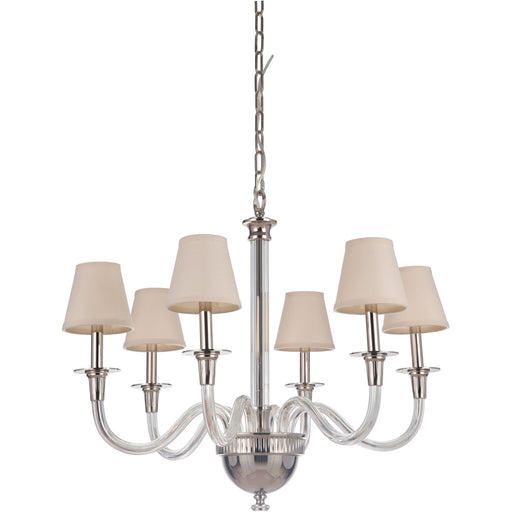 Deran 6 Light 29.75" Chandelier in Polished Nickel