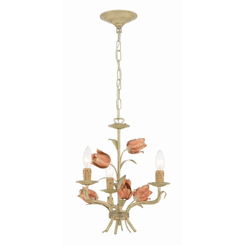 Southport 3 Light 14" Chandelier in Sage Rose