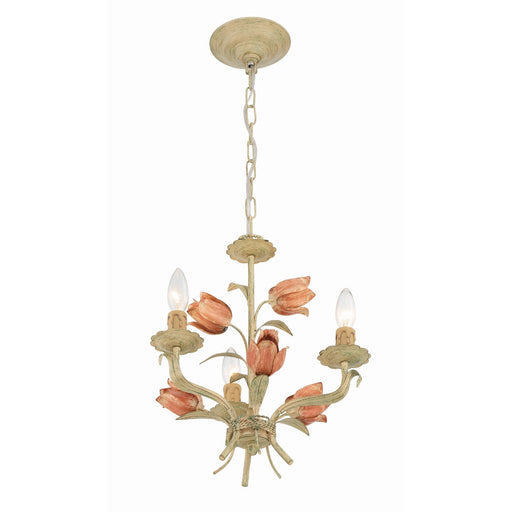 Southport 3 Light 14" Chandelier in Sage Rose