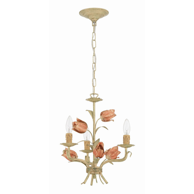 Southport 3 Light 14" Chandelier in Sage Rose