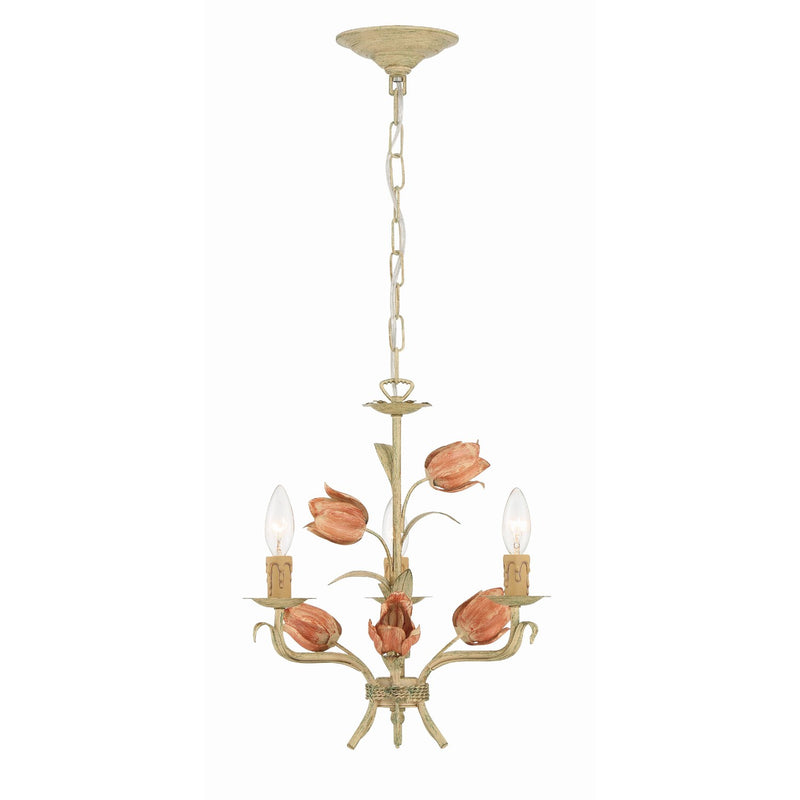 Southport 3 Light 14" Chandelier in Sage Rose